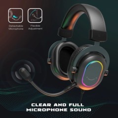 Fifine Dynamic RGB Gaming Headset mikrofonnal, fülre helyezhető fejhallgatóval 7.1 Surround Sound PC PS4 PS5 3 EQ opciók Játék F