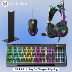 ONIKUMA Gaming Headset Dinamikus RGB Fénnyel levehető Macskafül Egértartó Esport csomag Vezetékes fejhallgató mikrofonnal PC-hez