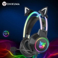 ONIKUMA Gaming Headset Dinamikus RGB Fénnyel levehető Macskafül Egértartó Esport csomag Vezetékes fejhallgató mikrofonnal PC-hez