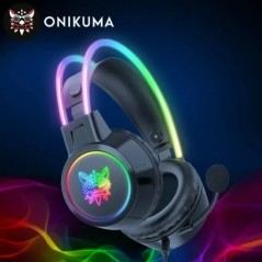 ONIKUMA Gaming Headset Dinamikus RGB Fénnyel levehető Macskafül Egértartó Esport csomag Vezetékes fejhallgató mikrofonnal PC-hez