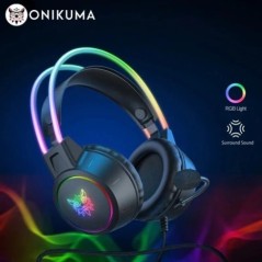 ONIKUMA X15 Pro Fülre helyezhető Fejhallgató Játékos Fejhallgató Vezetékes hatástalanító fülhallgató Rózsaszín macskafül Rgb lám