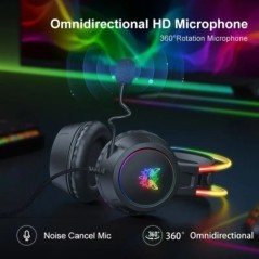 ONIKUMA X15 Pro Fülre helyezhető Fejhallgató Játékos Fejhallgató Vezetékes hatástalanító fülhallgató Rózsaszín macskafül Rgb lám