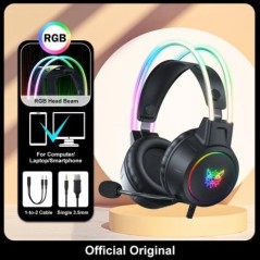 ONIKUMA X15 Pro Fülre helyezhető Fejhallgató Játékos Fejhallgató Vezetékes hatástalanító fülhallgató Rózsaszín macskafül Rgb lám