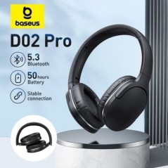 Baseus D02 Pro vezeték nélküli Bluetooth fejhallgató HIFI sztereó fülhallgató összecsukható sport fejhallgató audio kábellel iPh