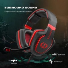 Játékos fejhallgató zajszigetelő fülhallgató mikrofonnal. Hangerőszabályzó Bass Surround Videojáték PC-hez PS4 PS5 XBOX