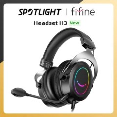 FIFINE Gaming fejhallgató Dinamikus RGB/MIC/In-line vezérléssel, Ultrapuha memóriahabos fülpárnákkal, PC PS4 PS5 Xbox Laptopokho