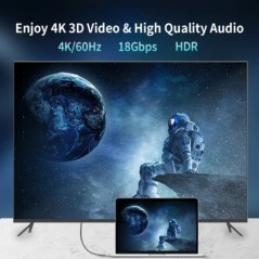 4K HDMI-kábel, nagy sebességű, 18 Gbps HDMI 2.0 kábel HDR 3D fonott HDMI-kábel ARC kompatibilis MacBook Pro 2021 UHD TV projekto