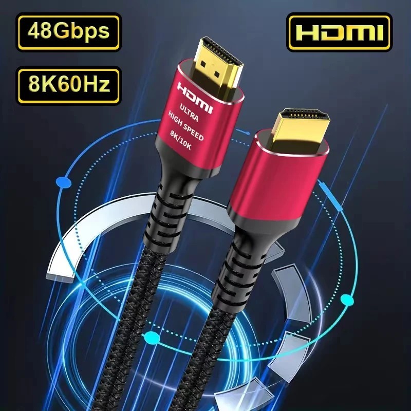 Hosszú 8K HDMI 2.1 kábelek, 48 Gbps, nagy sebességű fonott kábel-4K@120Hz 8K@60Hz, kompatibilis a Roku TV/PS5/PS4/HDTV/RTX 3080 