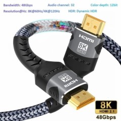 8K HDMI-kompatibilis kábel 4K@120Hz 8K@60Hz HDMI 2.1 kábel 48Gbps Adapter RTX 3080 eARC HDR videokábel PC Laptop TV doboz PS5