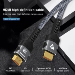 8K HDMI-kompatibilis kábel 4K@120Hz 8K@60Hz HDMI 2.1 kábel 48Gbps Adapter RTX 3080 eARC HDR videokábel PC Laptop TV doboz PS5