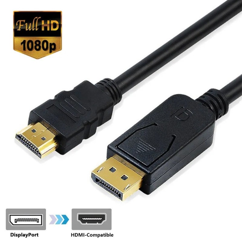 DP DisplayPort-HDMI-kompatibilis adapter csatlakozó átalakító 1,8 m-es kábel 2K 4K 1080P Asztali laptophoz PC TV monitor projekt