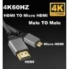 1M/1.5M/2M/3M/5M Nylon Braid HD 4K@60HZ kompatibilis HDMI-MICROHDMI MICRO HDMI hosszabbító dugós dugós kábel HDTV PS4-hez