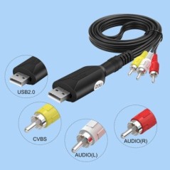 USB-videórögzítő kártya VHS-ből digitális RCA-ból USB 2.0-ba hangrögzítő eszköz-adapter-átalakító, könnyen rögzíthető videomagnó