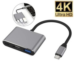 USB-C - HDMI 3 az 1-ben kábelkonverter Samsung Huawei iPad Mac NS USB 3.1 C típusú - HDMI 4K USB 3.0 USB 3.2 adapterkábelhez