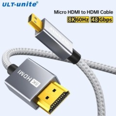 HDMI - Micro HDMI kábel Kétirányú átvitel 8K 60 Hz Micro HDMI - HDMI adapter konverter vonal kamera grafikus kártya monitorhoz