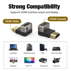 8K HDMI 2.1 kábeladapter 90 fokos derékszögű dugasz-aljzat csatlakozó 4K 8K HDMI hosszabbító TV Stick PS4 PS5 Xbox PC laptophoz