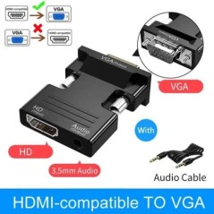 HDMI-kompatibilis VGA-adapter 3,5 mm-es audiokábellel PC-hez Laptop TV Box-projektor HD 1080P VGA-HDMI-kompatibilis konverter