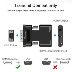 HDMI-kompatibilis VGA-adapter 3,5 mm-es audiokábellel PC-hez Laptop TV Box-projektor HD 1080P VGA-HDMI-kompatibilis konverter