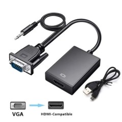 VGA-HDMI-kompatibilis Full HD 1080P konverter adapter kábel hangkimenettel VGA HD adapter PC laptophoz HDTV projektorhoz