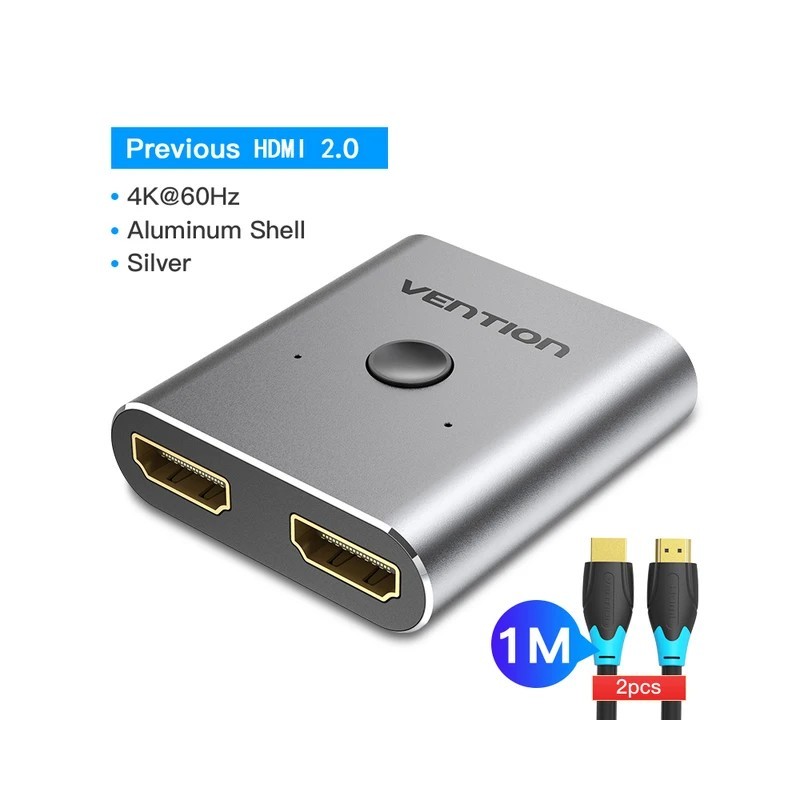 Vention HDMI Switcher 2.0 4K Bi-Direction 2 in 1 out HDMI 2.0 Adapter PS4/5 TV Box switch hdmi 1x2/2x1 HDMI Splitter 2.0