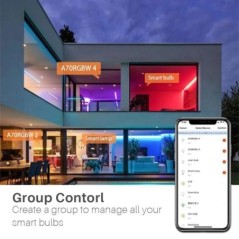 Tuya Smart Bulb E27 WiFi/Bluetooth szabályozható LED izzó RGBCW 100-240V Smart Life App Control Support Alexa Google Home