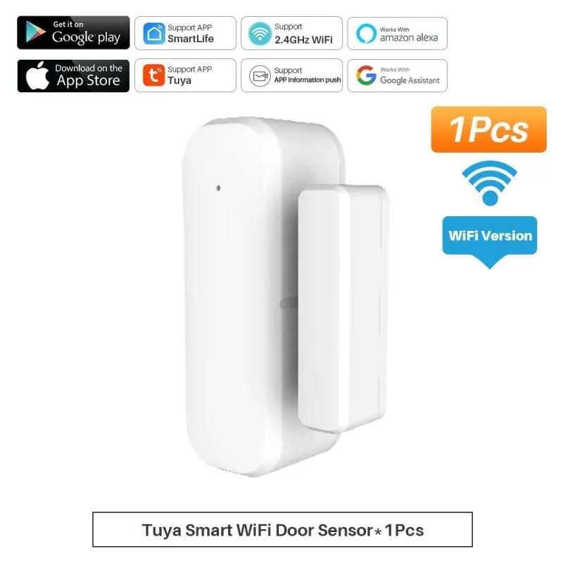 Tuya Smart Door érzékelő WiFi ajtó ablak Nyitott zárt érzékelő Intelligens otthon biztonsági riasztórendszer Smart Life APP vezé