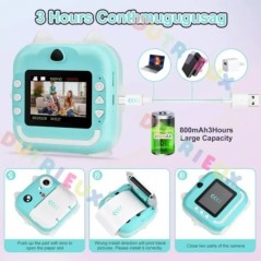 Q5 Kids Camera Instant Print Photo Mini Digitális Videokamera Gyerekeknek Nyomtató Hőpapír 32G TF Kártya Oktató játékok Ajándék