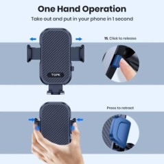 TOPK Car Phone Holder Mount Air Vent Cell Phone Holder for Car Hands Free Easy Clamp Cradle in Vehicle Fit All 4" to 7" Phone