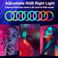 RGB gyűrűs lámpa gyűrű kerek távirányítóval okostelefonhoz mobil LED videó fénygyűrű Készítsen Youtube fényképes világítást