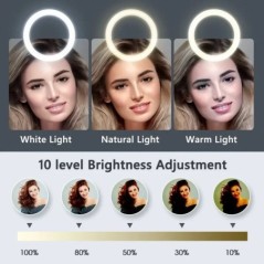 26 cm-es, 10 hüvelykes Led szelfi gyűrűs fény, kerek gyűrűs lámpa telefontartóval Fényképezési világítás állvánnyal a Youtube él
