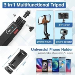 Ulanzi MA09 1,8 m-es Selfie Stick állvány iPhone 11 12 13 14 15 Pro Max telefonhoz távirányítóval panorámás gömbfej tartóval