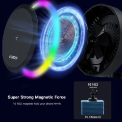 Essager RGB mágneses autós telefontartó Qi 15W vezeték nélküli töltő autó iPhone 14 13 Pro Max készülékhez Samsung univerzális t