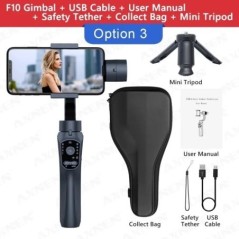 F10 3 tengelyes kézi gimbal okostelefon stabilizátor mobiltelefon szelfi stick Android iPhone telefonhoz Vlog Anti