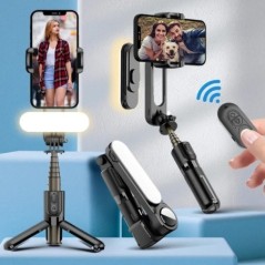 Gimbal Stabilizer Selfie Stick állvány Fill Light vezeték nélküli Bluetooth-val HUAWEI Xiaomi IPhone 13 mobiltelefonhoz