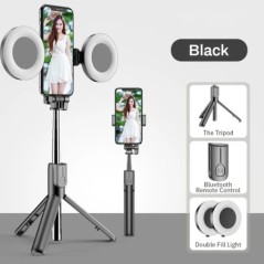 3 In1 Wireless Bluetooth-kompatibilis szelfi stick LED gyűrűs világítással, zárral kioldható összecsukható állvány monopod az ok