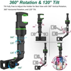 Visszapillantó tükör telefontartó autóhoz, 360°-ban forgatható telefontartó, GPS tartó Univerzális autós telefontartó minden oko