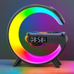 Többfunkciós vezeték nélküli töltőállvány hangszóró TF RGB éjszakai fény 15W gyorstöltő állomás iPhone-hoz Samsung Xiaomi Huawei