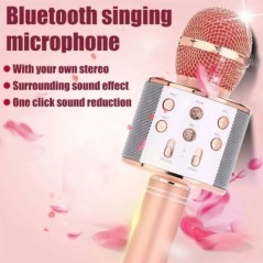 karaoke mikrofon gyerekeknek éneklő 5 az 1-ben vezeték nélküli Bluetooth mikrofon LED világítással, gépi hordozható mikrofon han