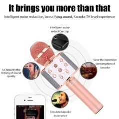 karaoke mikrofon gyerekeknek éneklő 5 az 1-ben vezeték nélküli Bluetooth mikrofon LED világítással, gépi hordozható mikrofon han