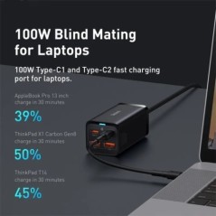 Baseus GaN3 100/ 65W asztali töltő gyorstöltő QC 3.04.0 USB C Type C telefontöltő iPhone15 Huawei Xiaomi MacBook laptophoz