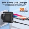 USB telefontöltő 65W 6 portos PD Type C Fast Charge fali töltő iPhone 14 Samsung Xiaomi EU/US/UK Dugaszolható telefon tápadapter