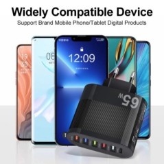 USB telefontöltő 65W 6 portos PD Type C Fast Charge fali töltő iPhone 14 Samsung Xiaomi EU/US/UK Dugaszolható telefon tápadapter