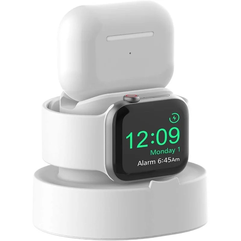 Új, továbbfejlesztett 2 az 1-ben szilikon állvány Apple Watch iphone készülékhez Airpods töltőaljzathoz iwatch éjszakai dokkolóh