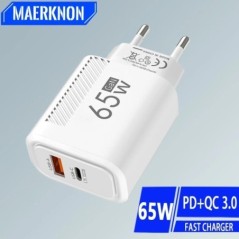 GaN USB Type C töltő 65W gyorstöltő USB gyors fali töltő iPhone 14 Xiaomi Samsung Huawei Type C PD telefontöltő adapterhez