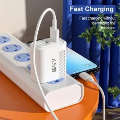 GaN USB Type C töltő 65W gyorstöltő USB gyors fali töltő iPhone 14 Xiaomi Samsung Huawei Type C PD telefontöltő adapterhez