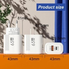 GaN USB Type C töltő 65W gyorstöltő USB gyors fali töltő iPhone 14 Xiaomi Samsung Huawei Type C PD telefontöltő adapterhez