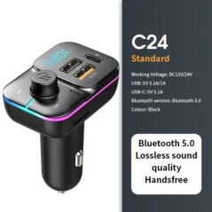 Bluetooth 5.0 FM adó kihangosító autórádió-modulátor MP3 lejátszó 22,5 W-os USB szupergyors töltőadapterrel autóhoz