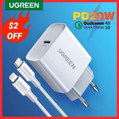 UGREEN Quick Charge 4.0 3.0 QC PD töltő 20W QC4.0 QC3.0 USB Type C gyorstöltő iPhone 15 14 13 12 Xiaomi Phone PD töltőhöz