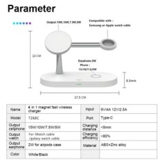 3 az 1-ben mágneses vezeték nélküli töltő iPhone 14 13 12 Pro Max töltőállomáshoz Apple Watch 8 7 6 5 Airpods Pro 2 3 készülékhe