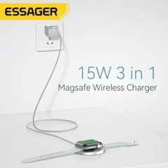 Essager15W gyors vezeték nélküli töltőállvány iPhone 14 13 12 11 Apple Watch 3 az 1-ben összecsukható töltőállomáshoz Airpods Pr